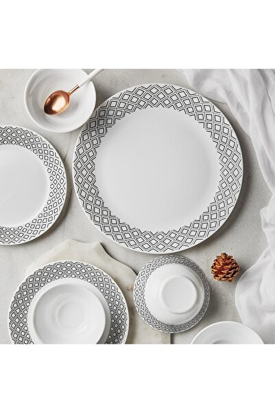 erorex British Chef Opalware Dinner Set 21 Pieces, Cone Black/Grey