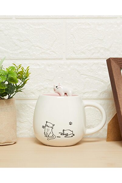 erorex Pink Cat Embellished Mug (11Oz), Pink, One Size