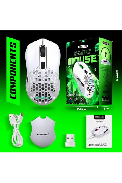 erorex G28 Dual Mode Wireless Mouse 2.4G + Bt5.1 Usb Computer Mouse 6 Level Adjustable 4800 Dpi 12 Months