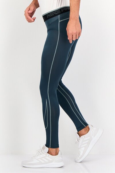 Nike Men Tight Fit Brand Logo Training Tight Pants, Dark Green