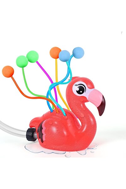 erorex Water Sprinklers Kids Flamingo Splashing Fun Toy 6 Floating Balls Rotating Sprinkler Outdoor Play