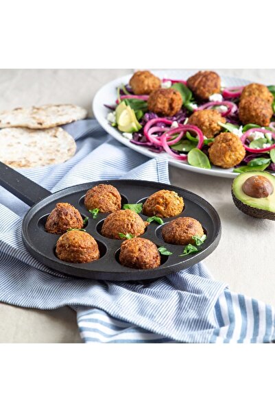 erorex Cast Iron Aebleskiver Pan, Half Sphere Takoyaki Maker Turn Sticks 6 Forks, 2" Poffertjes Danish