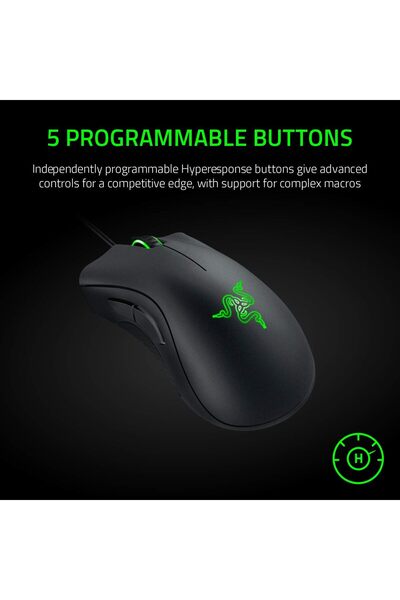 erorex Deathadder Essential True 6400 Dpi مستشعر بصري عامل شكل مريح متانة عالية 5 Hyper
