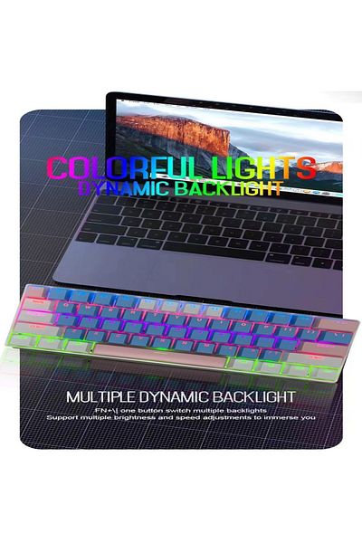 erorex 61 Keys Rgb Gaming Keyboard 60% Mini Wired Waterproof Anti Ghosting Keyboard Three Color Keycaps