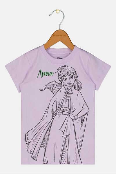 Disney Toddlers Girl Anna Print Short Sleeve T-Shirt, Lilac