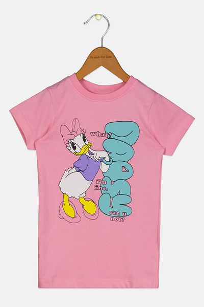 Disney Toddlers Girl Graphic Print Short Sleeve T-Shirt, Pink