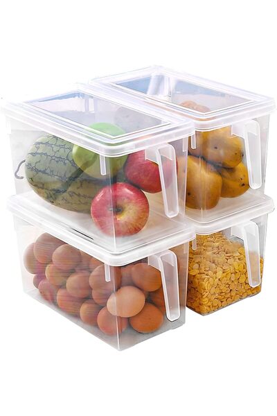 erorex Large Fridge Organizer Food Storage Containers Stackable Refrigerator Organizer Bins Lids Clear