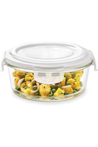 erorex Klip N Store Round Glass Storage Container Air Tight Lid Food Storage Container Microwave Safe