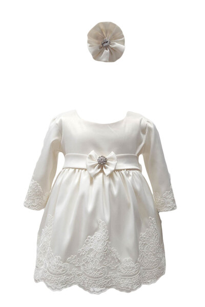 fantasialand Baptism dress with long sleeves, Regina model, white color