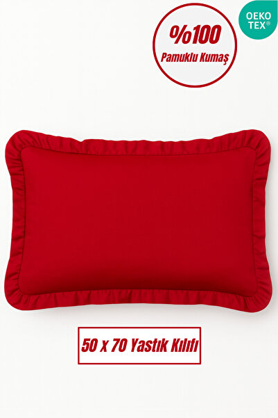 Joyrose %100 Pamuklu Fırfırlı Yastık Kılıfı 50x70 Cm Modern Gizli Fermuarlı