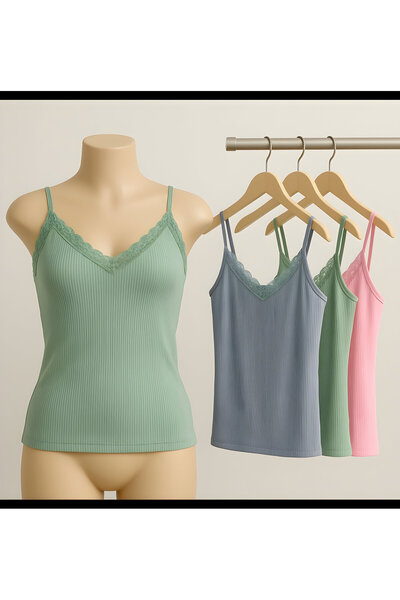 Butik Ribbed Rope Strap Undershirt (Green)