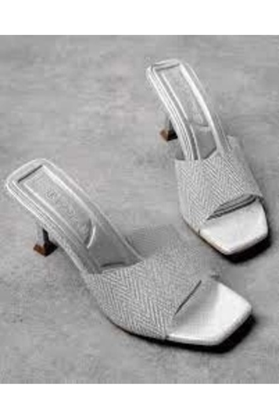 Işıltı kidss Luart platinum glittery heeled slippers