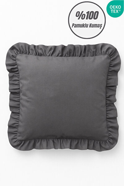 Joyrose %100 Pamuklu Fırfırlı Kırlent Kılıfı Vintage Dekoratif Kırlent Kılıfı