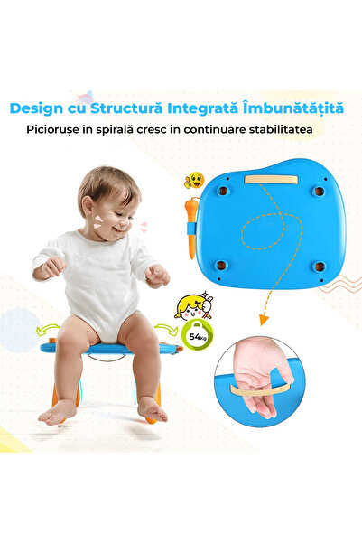 Elindor Tablă de desen magnetică pentru copii, masă de desen, jucărie educativă, 4 culori, 25 cm, Albastră.