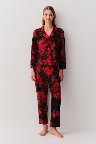 SUWEN Dragon Shirt Collar Pajama Set