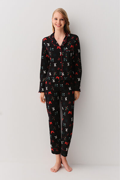 SUWEN Twinkle Gömlek Yaka Pijama Takımı