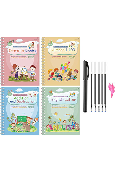 OEM Caiete reutilizabile pentru copii cu pixuri magice cu cerneală set de 4 piese franceze