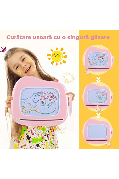 Elindor Magnetic drawing board for children, drawing table, educational toy, pink.