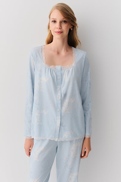 SUWEN Sakura Gömlek Yaka Pijama Takımı