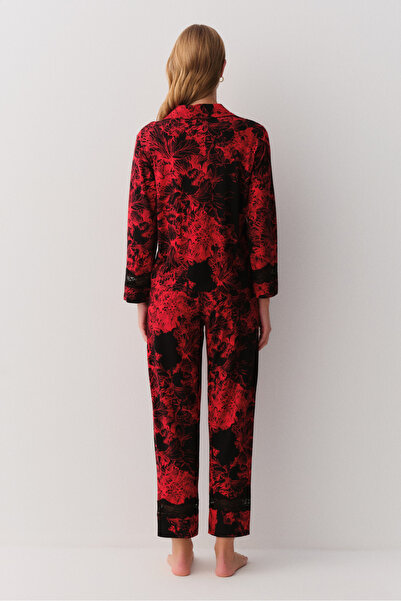 SUWEN Dragon Shirt Collar Pajama Set