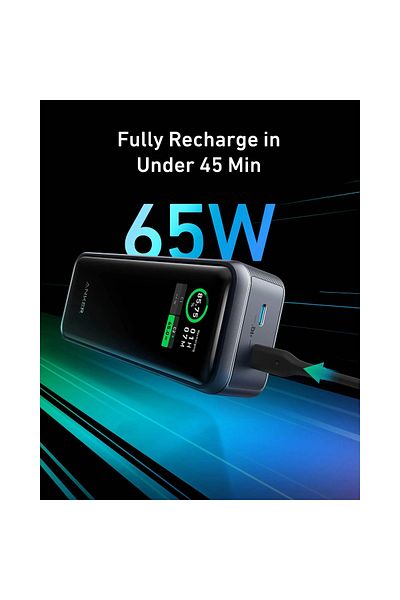 Anker Power Bank Prime 723, 65W 12000mAh, 2 USB-C Ports, Smart Screen
