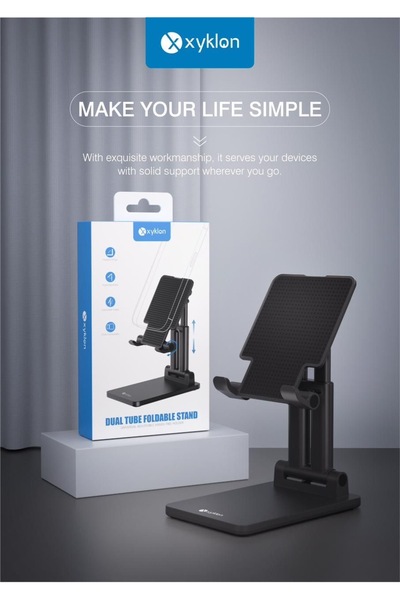 Generic Premium Smart Foldable Mobile Tabletop Stand for Table and Bed, Height Adjustable Universal Phone Ho