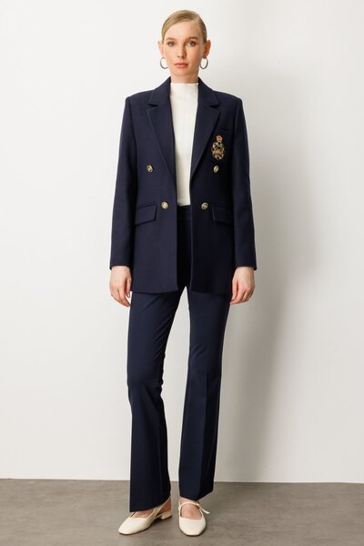 Ekol Embroidered Jacket with Front Emblem and Cover Pocket