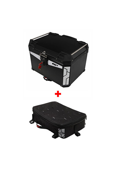 GP KOMPOZİT GP Kompozit Universal 57 lt Alüminyum ve Kumaş Motosiklet Çanta Seti Siyah