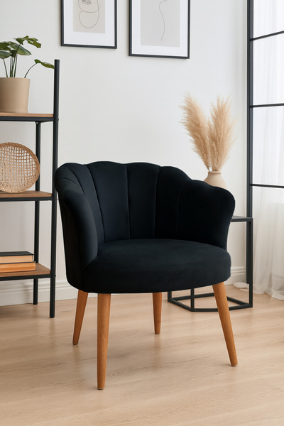 Azra Mobilya Papatya Babyface Kumaş Modern Berjer Koltuk – 13 Renk Seçeneği - Siyah