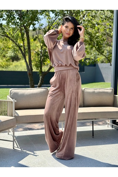 RAMONA BADESCU EXCLUSIVE Women's velvet set - loose blouse and wide pants