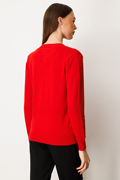 Genel Markalar Yaka Şerit Kırçıllı Triko Kazak