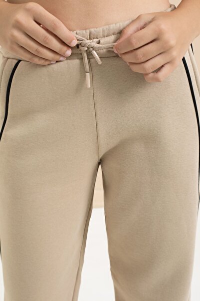 Cansın Mini Μπεζ φαρδύ πόδι για κορίτσια με ρίγες στο πλάι 21468