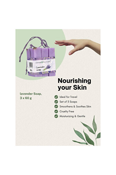 Soap&Friends Traveler's Lavender Soap Set – 3 x 60g | Compact, Moisturizing & Perfect for Travel