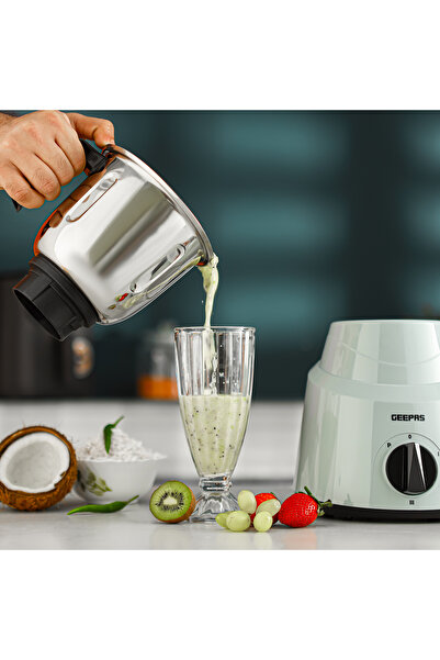Geepas خلاط ومطحنة 3 في 1 - GSB44100/ محرك قوي 800 واط بسعة 1.5، 1.0، 0.5 لتر