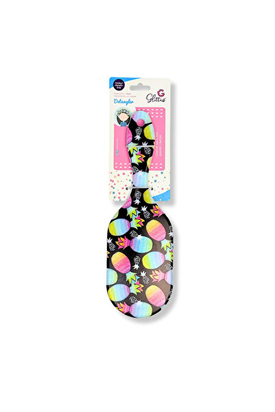 glitters فرشاة شعر بطبعة فاكهة استوائية، على شكل مجداف مع دبابيس لطيفة، شعيرا...