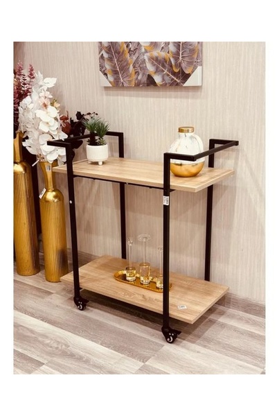 private house 2-Tier Wooden Tea and Coffee Serving Trolley