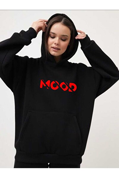 tkn your style Φούτερ με κουκούλα Unisex MOOD με σχέδιο εκτύπωσης Trend Oversize