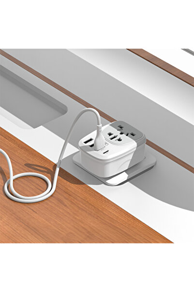 REDz Accessories Multiport adapter XO-WL26, 3 x USB and Type-C, Multi-Connector UK/US/AUS, White