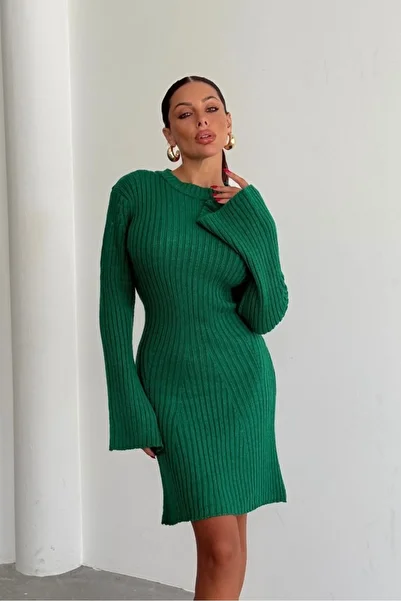Noi Belis Basic Crew Neck Mini Size Knitwear Dress Aw25El0014