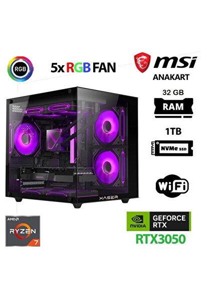 XASER Cube X10 Ryzen 7 5700x 32GB Ram 1TB M.2 NVMe SSD RTX3050 Masaüstü Oyuncu Bilgisayarı