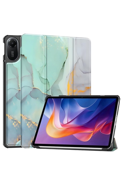 SKYDDAR INNOVATION Tablet case for Xiaomi Redmi Pad 2, with Multi-Angle support, FoldPro, Green time, set sticker