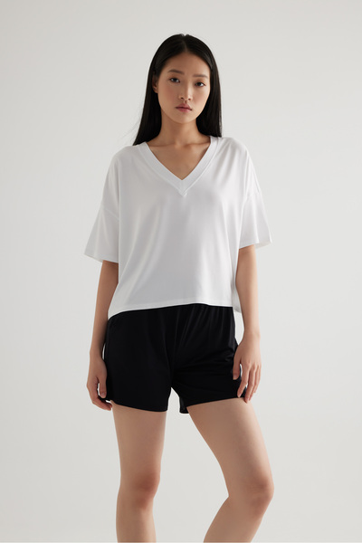 Hays Kadın Modal V Yaka Kısa Kollu Pijama Üst