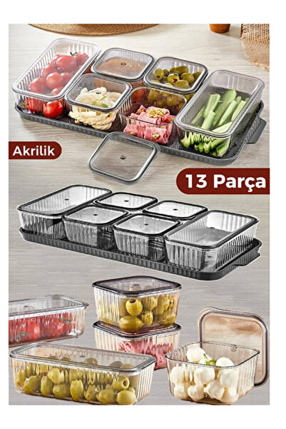 SAFİR KAPAKLI KAHVALTILIK SUNUM TEPSİLİ 6 parça