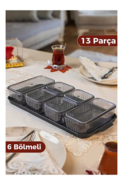 SAFİR KAPAKLI KAHVALTILIK SUNUM TEPSİLİ 6 parça