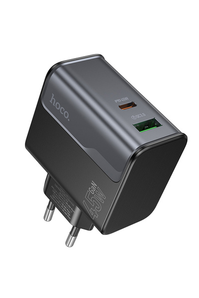 REDz Accessories Адаптер HOCO CS74A, USB + Type-C, Захранване 45W, Черен