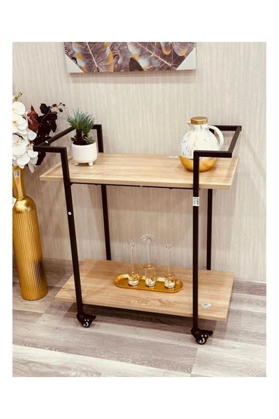 private house 2-Tier Wooden Tea and Coffee Serving Trolley