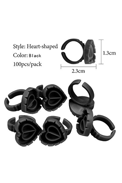 choice2 حامل حلقات غراء الرموش للاستخدام مرة واحدة، 100 قطعة باللون الأسود، ح...
