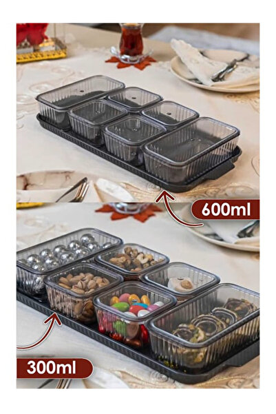 SAFİR KAPAKLI KAHVALTILIK SUNUM TEPSİLİ 6 parça