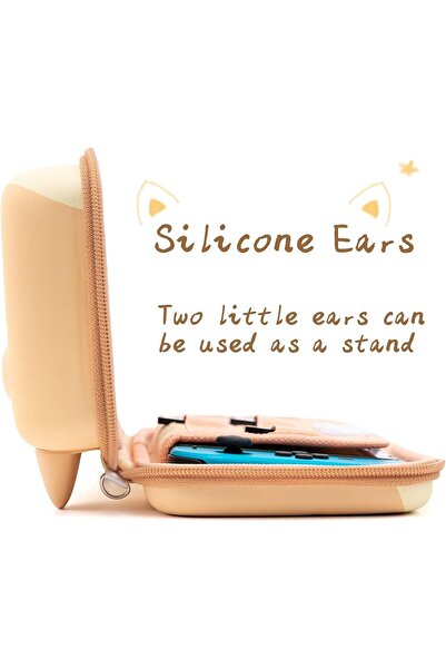 erorex Cat Ears Carry Case Compatible Nintendo Switch/Switch Oled Portable Hardshell Slim Travel Carrying