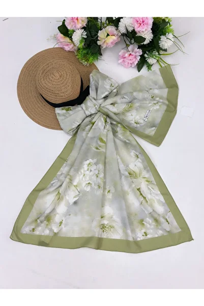 YEDİLALE Leaf Patterned Digital Printed Cotton Shawl